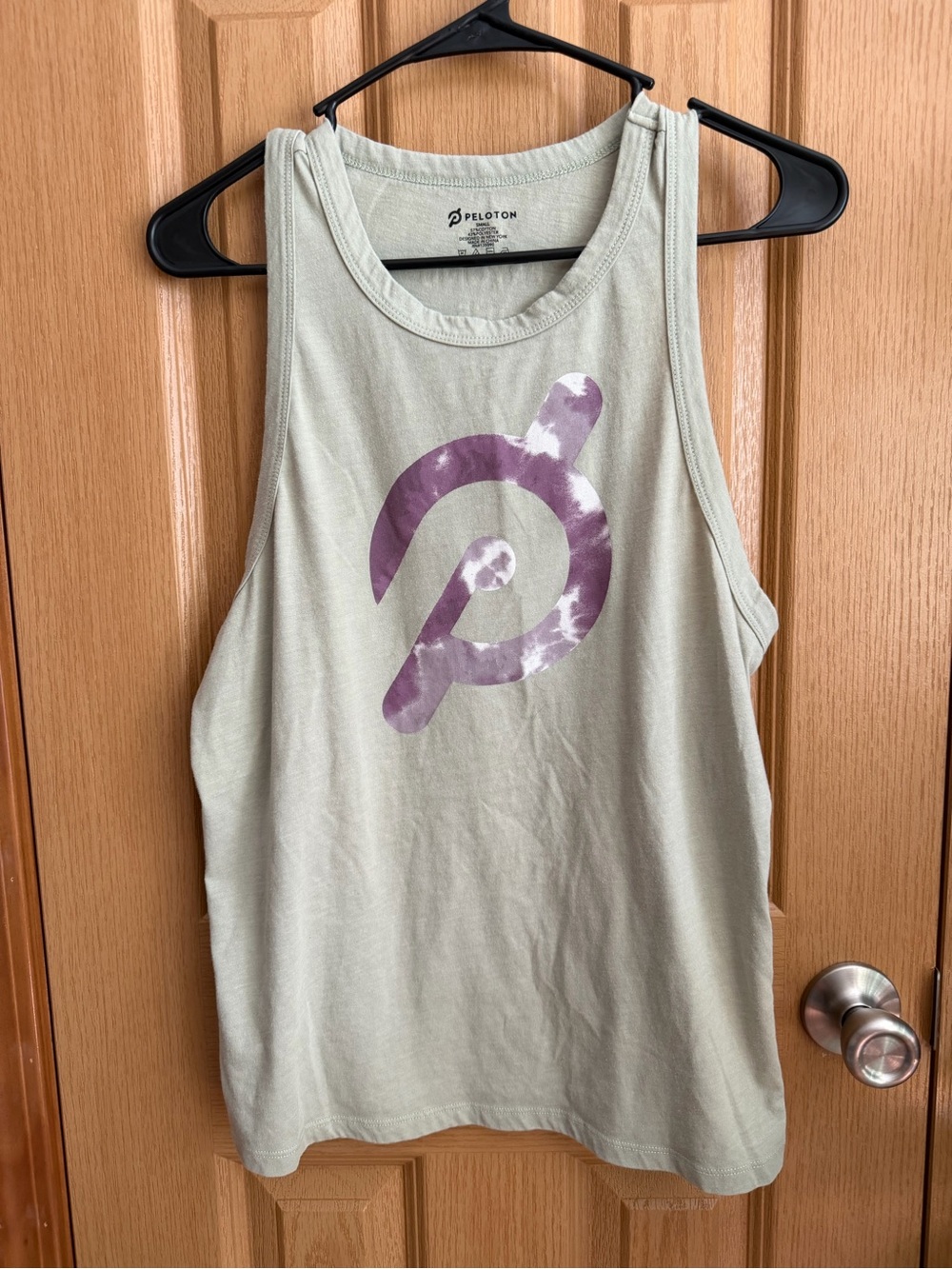 Peloton Go Beyond the Known Tank Top Sage Green Purple Tie Dye Logo | Size Small